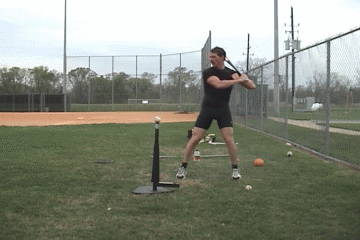Steve Englishbey: Steve performing a one arm swing. He hit this ball straight away 300 feet.